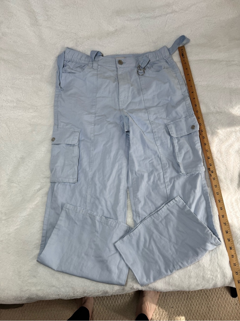 SO Pale Blue Wide Leg Cargo Pants